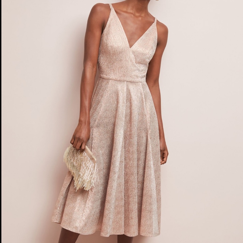Dress the Population Light Pink Metallic A Line Dress Size Small